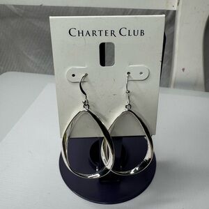 Charter Club Silver Tone Pear Dangle Earrings